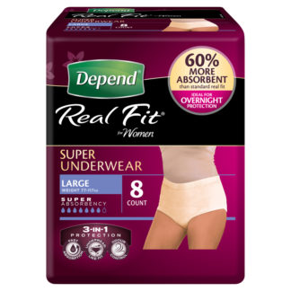 depend real fit womens large 8 pack