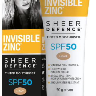 Invisible Zinc Sheer Defence Light tinted Moisturiser SPF50 50g